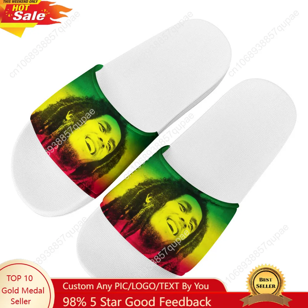 Bob Marley Reggae Rasta Slippers Home Water Shoes Fashion Women Teenagers Fashion Beach Pool Sandals Custom Made Summer Slipper