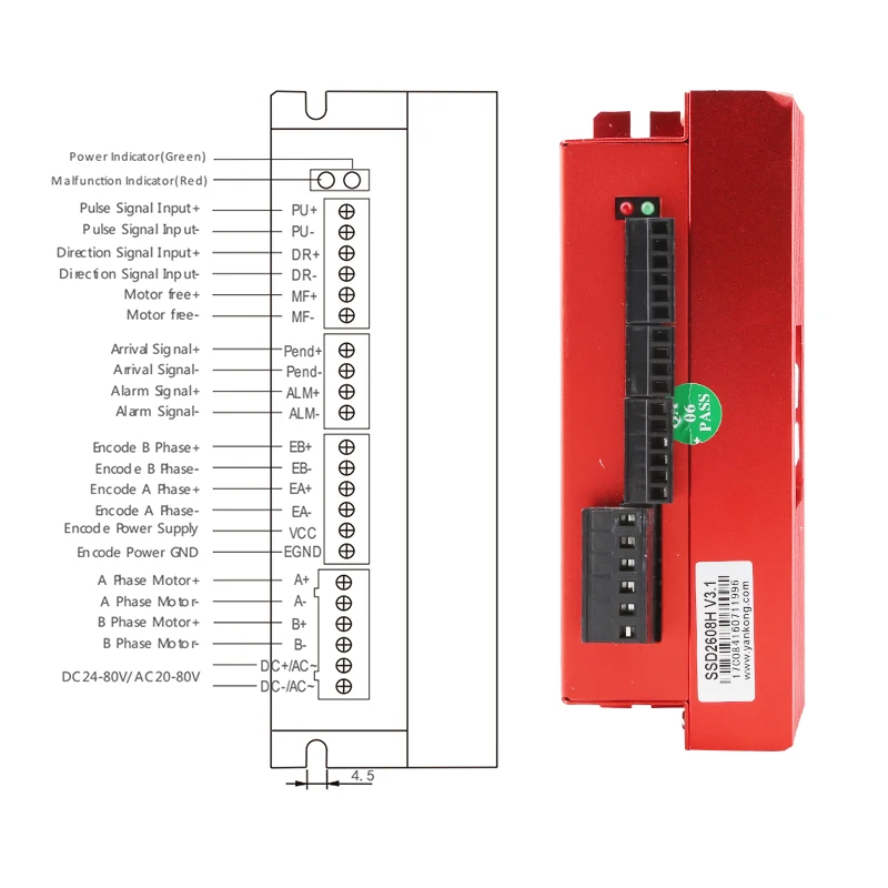 For Engraving Machine Drive  SSD2608H 2-phase Closed-loop Stepper Servo Drive DC30-110v AC20-80V Nema34