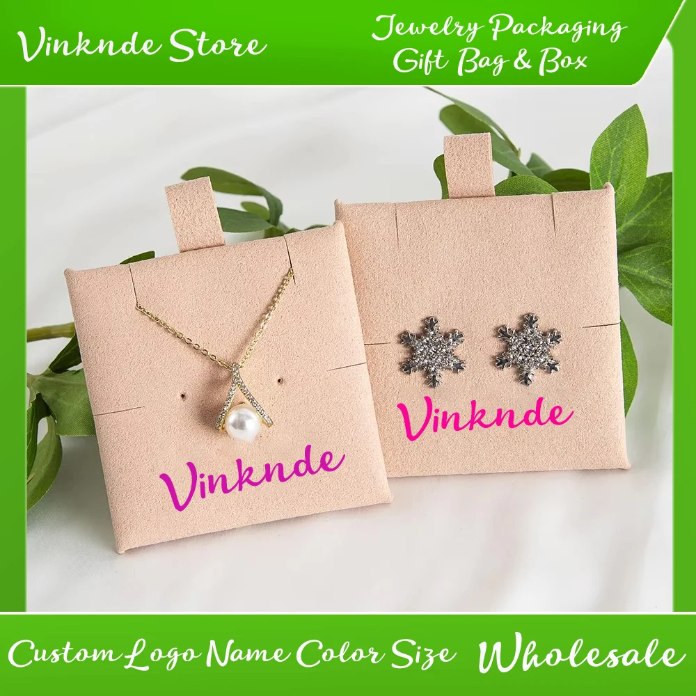 

Hot Sale Microfiber Jewelry Inside Pad Custom Logo Earrings Studs Bracelet Necklace Cushions Packaging with logo Display Card
