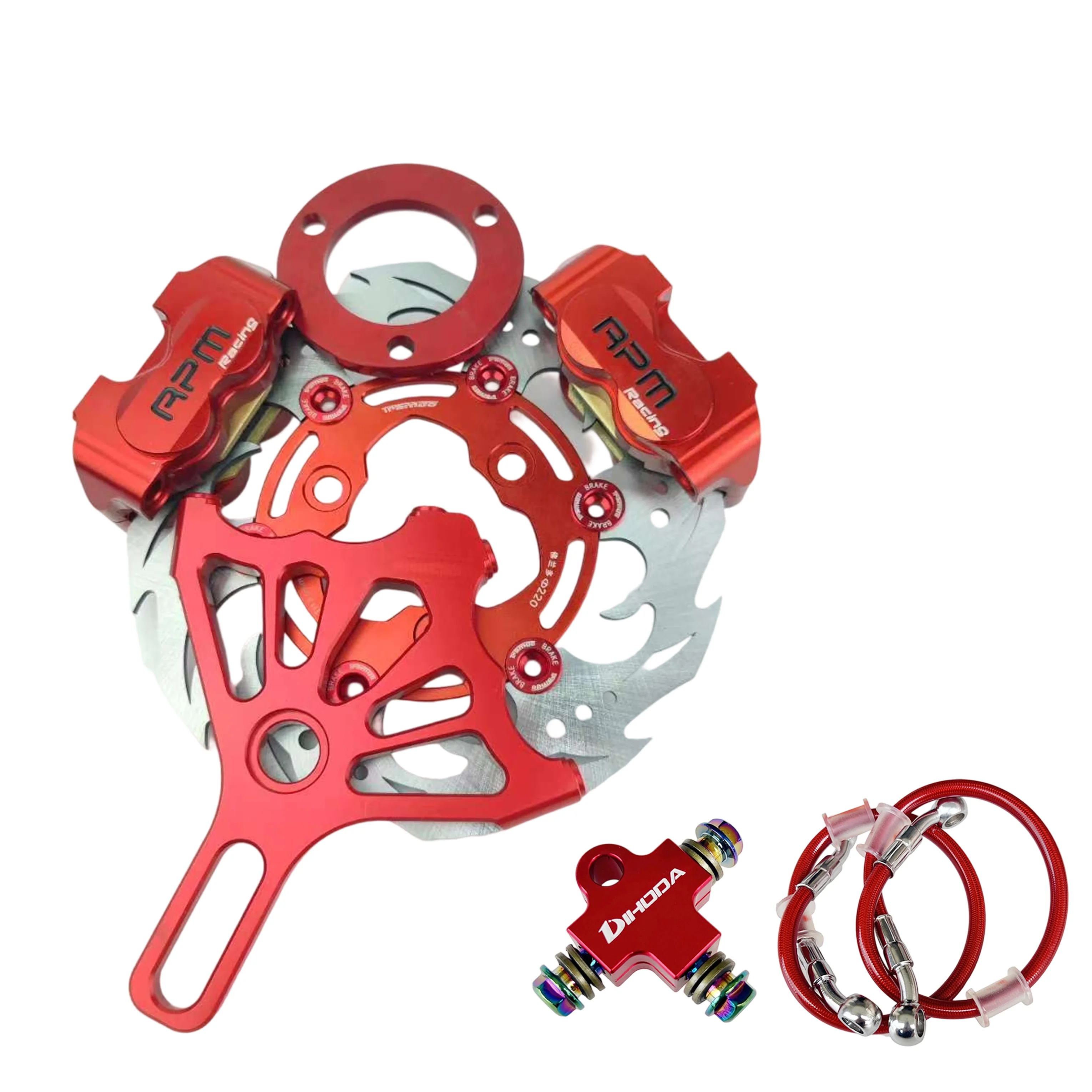 

RPM 2-Piece 220mm Sawtooth Brake Caliper & Disc Kit for Scooter/Moto Rear Flat Fork Universal CNC Upgrade