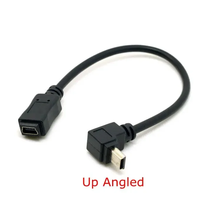 90 Grad nach oben und unten abgewinkeltes Mini-USB-5-Pin-Stecker auf Buchse-Verlängerungskabel, 0,2 m, 20 cm, kurzes Mini-USB-Adapterkabel