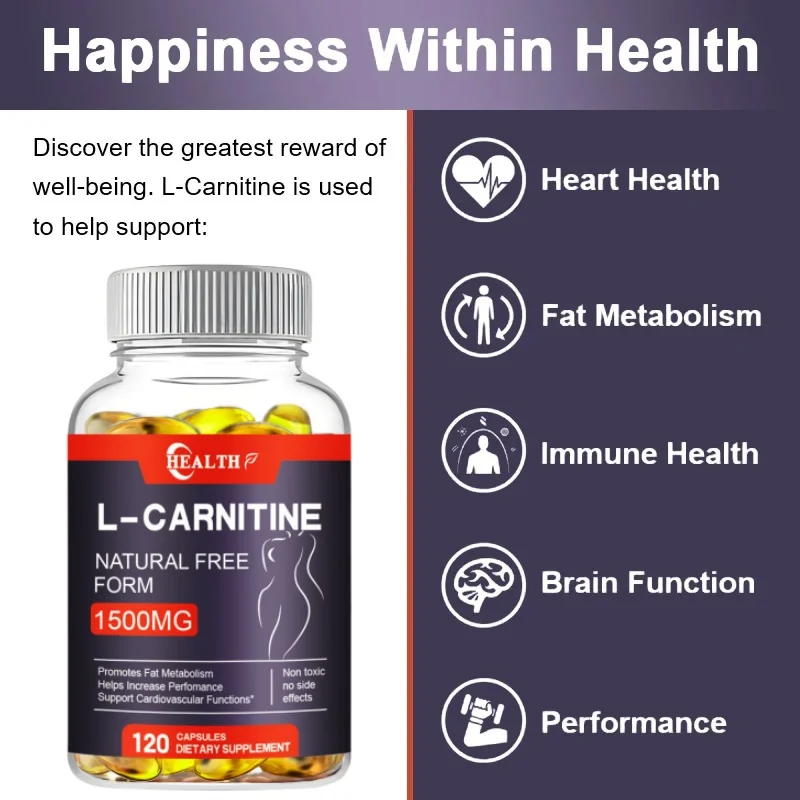 Hot Selling L-Carnitine 1500 mg Veg Caps, Energy Amino Metabolism Booster Fat Burner