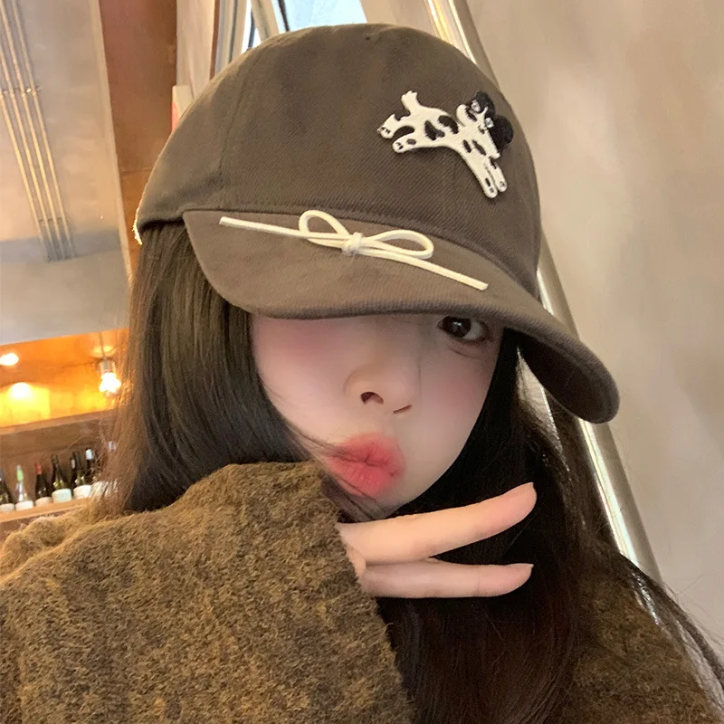 

Ladies' Visors Korean Cartoon Cute Puppy Embroidery Kawaii Sweet Versatile Baseball Caps High-quality Outdoors Sun Hats For Girl