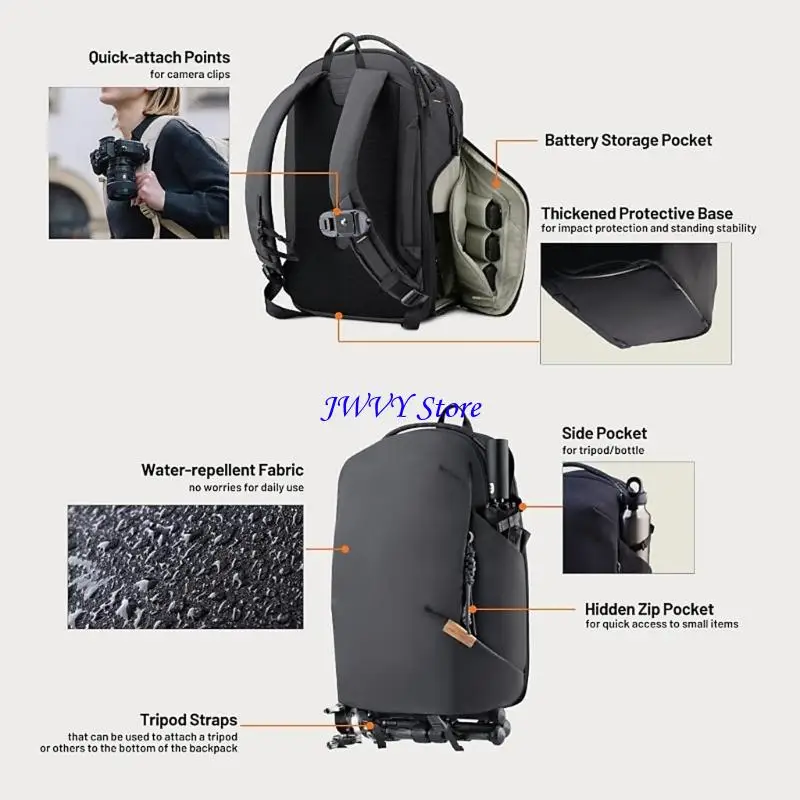 573A Kameratasche Rucksack Professioneller DSLR-Kamerarucksack Fotografie Kameratasche – Detail 5