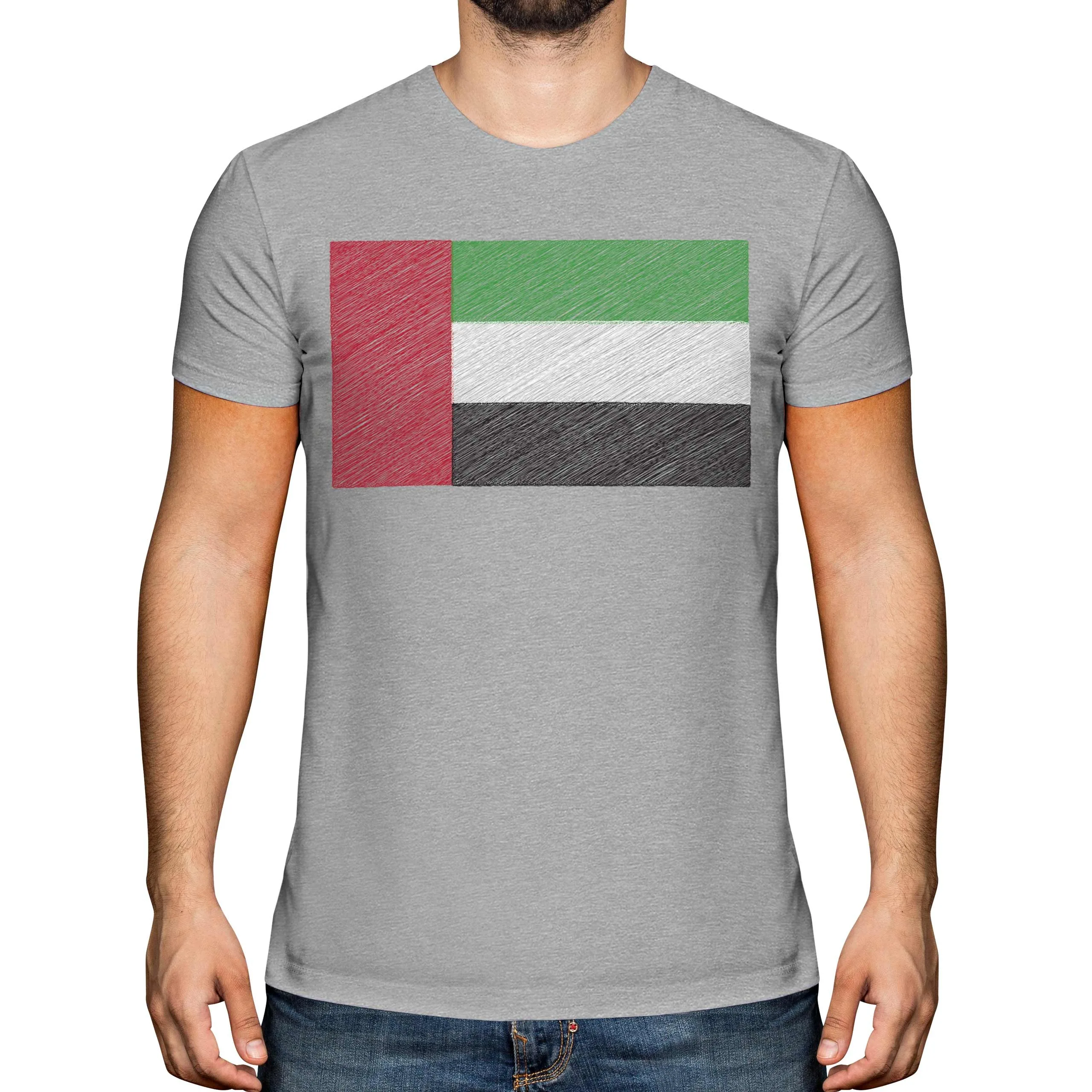 الولايات المتحدة العربية الإمارات العلم طباعة تي شيرت رجالي قصير الأكمام القطن المحملة قميص كبير الحجم الصيف الرياضة القمم Y2k تي شيرت الرجال الملابس #3