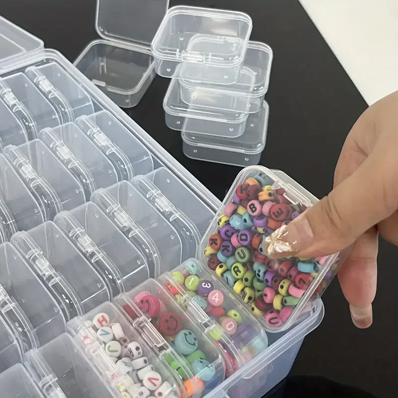 64 Pcs Multifunctional Large Capacity Transparent Plastic Storage Box Set - Used for Storing Bead Jewelry DIY Accessory Boxes