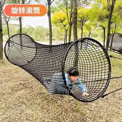 3m Outdoor Polyester Rope Climbing Net Cage Children Climbing Playing Yard Garden Hammocks Ring Dia 80cm