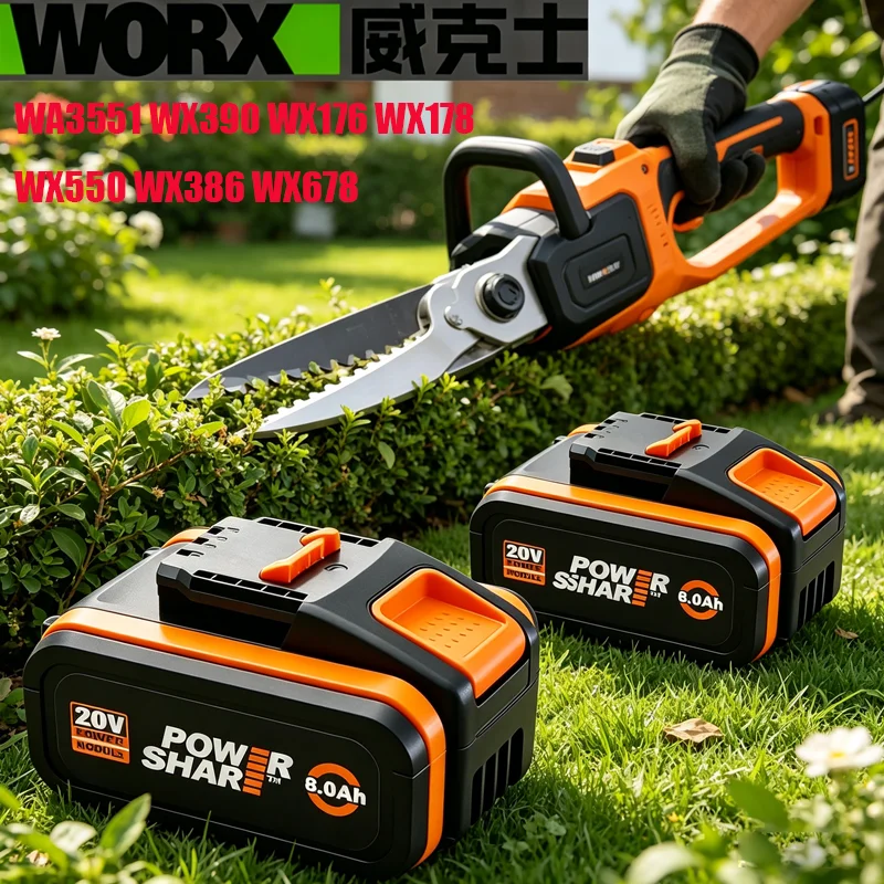 

For 20V Battery 8000mah Li-ion for Worx WX390/WX176/WX166.4/WX372.1 WX800/WX678/WX550/WX532/WG894E WG629E/WG329E/WG2 Tools Model