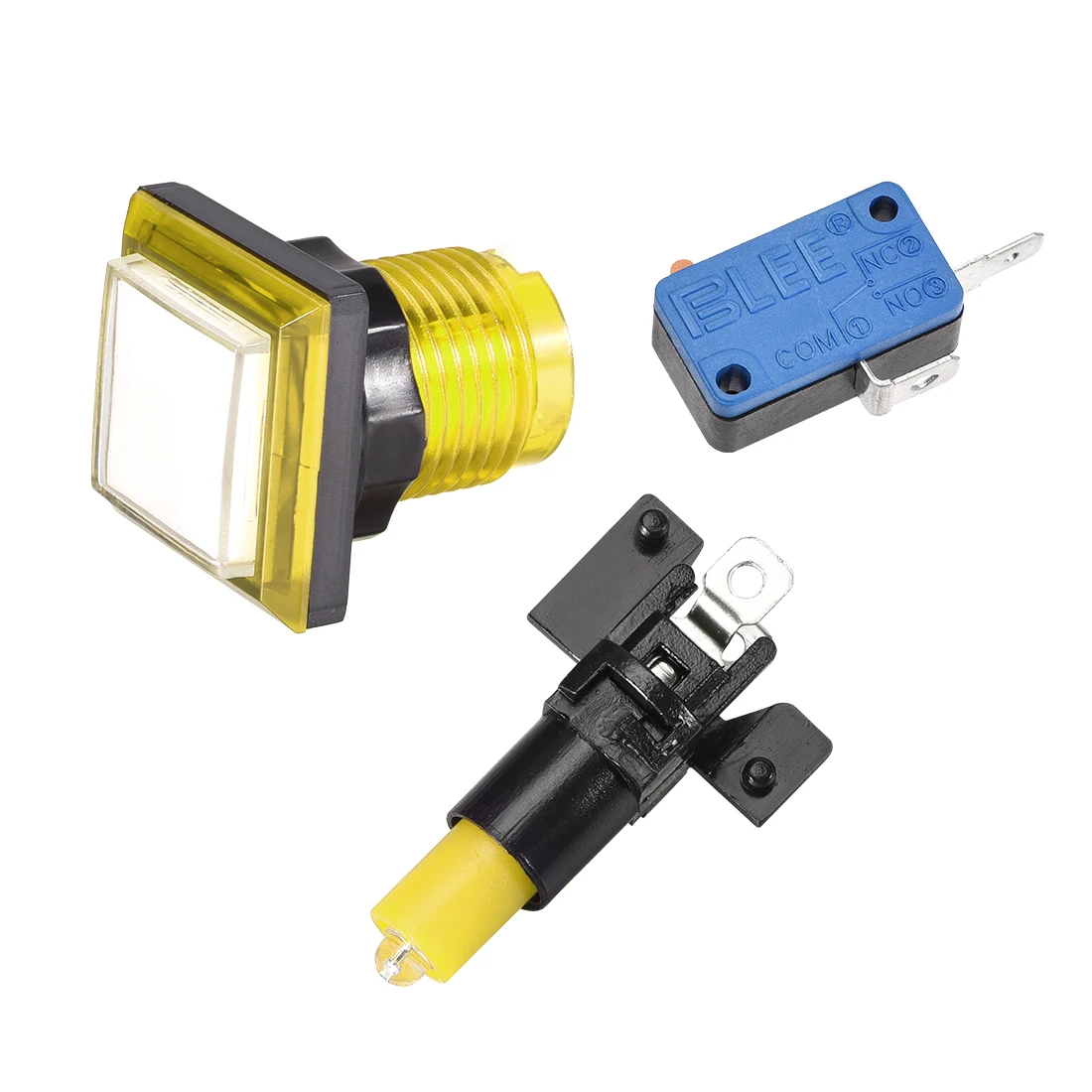 5 adet 34*34mm 12V kare işıklı düğmeler Arcade anlık LED ışıklı Push Button Arcade müzik oyun makinesi 5 renkler için anahtarı