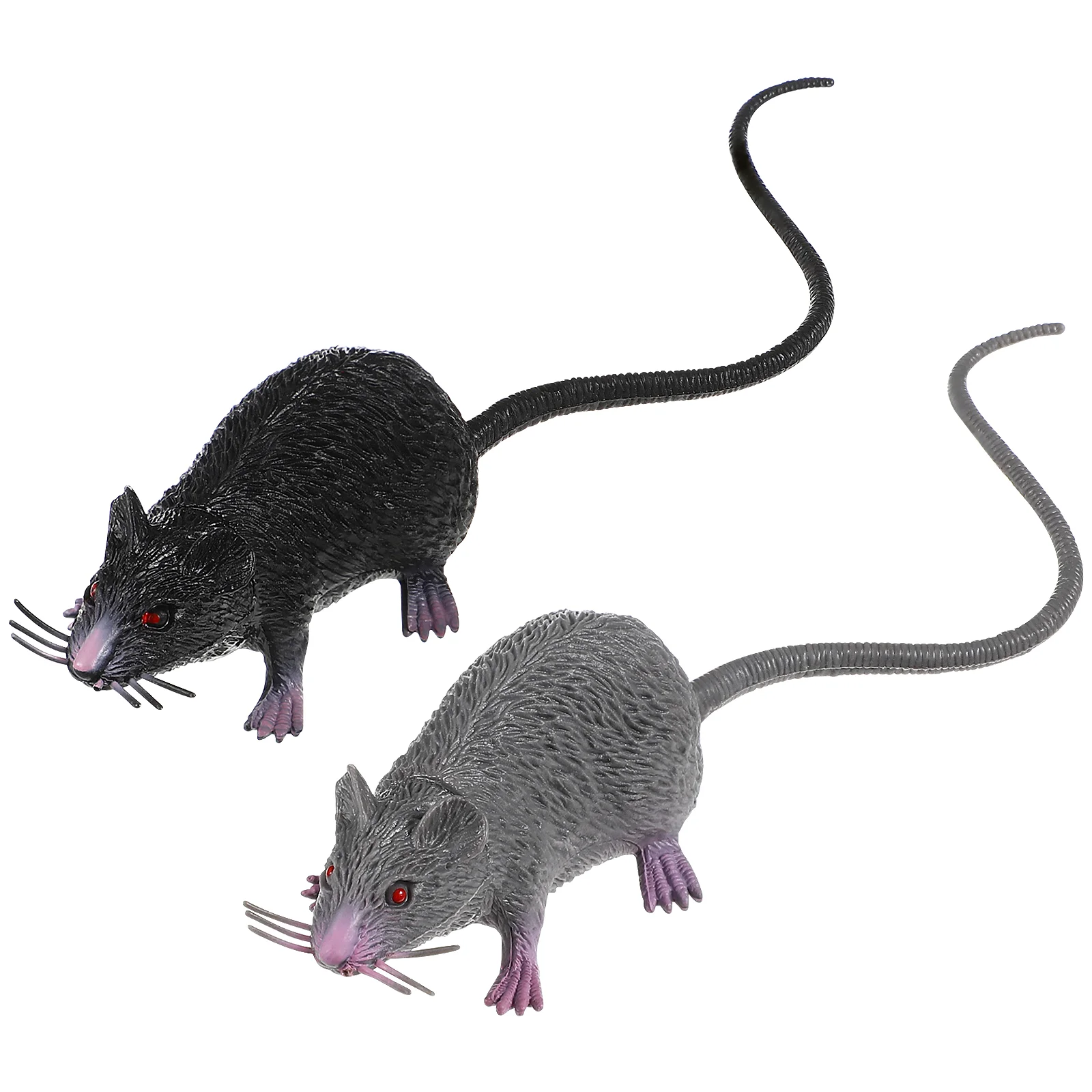 2 Pcs Rat Horror Halloween Fake Mouse Realistic Cat Toy Prank Mice Christmas Gift Novelty Goods