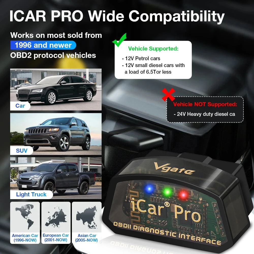 Vgate iCar Pro elm327 V2.3 OBD 2 OBD2 Car diagnostic Tools WIFI Bluetooth 4.0 for Android/IOS BT3.0 For Android ODB2 Car Scanner