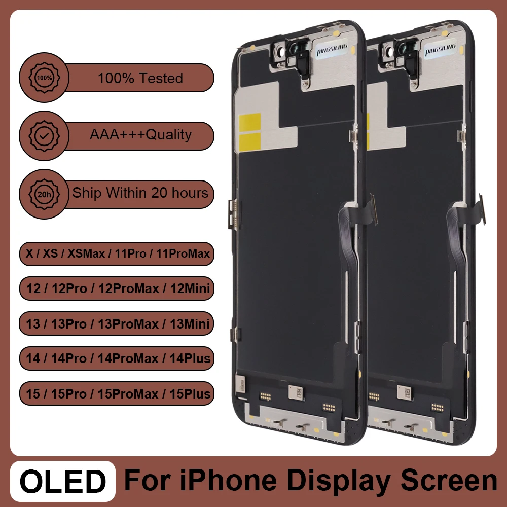 Pantalla OLED PINGSILING AAA+++ para iPhone X, XS MAX, 12, 13 Mini, 14, 15 Pro Max Plus, Pantalla OLED con 3D Touch ﻿
