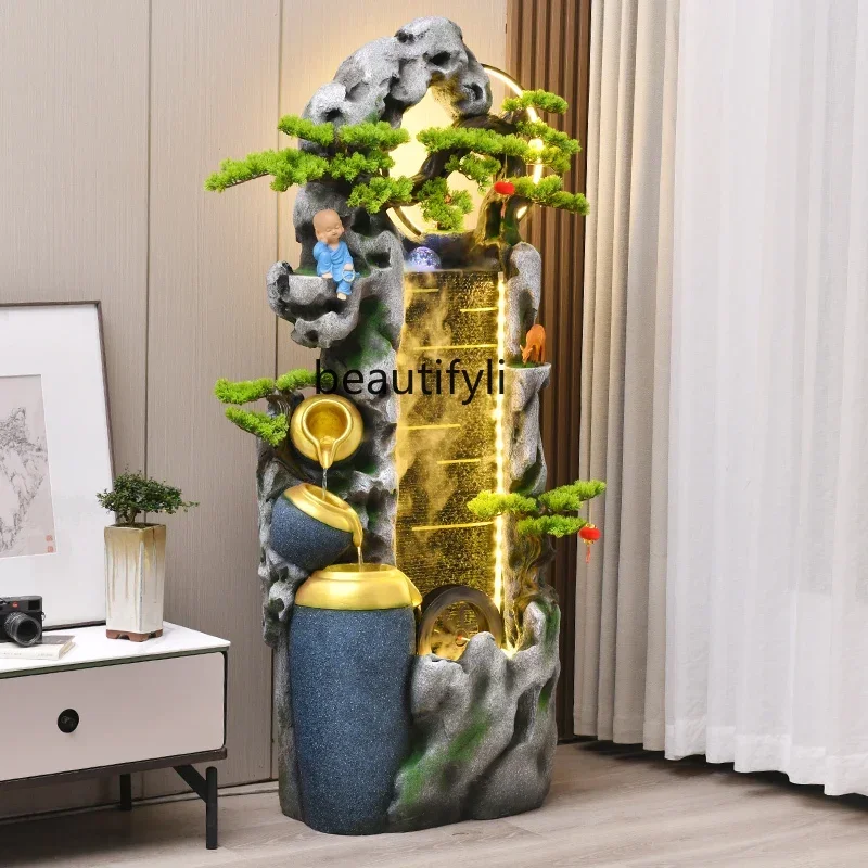 

ltRockery flowing water fountain ornament feng shui wheel lucky indoor living room decoration circulating water landscape office