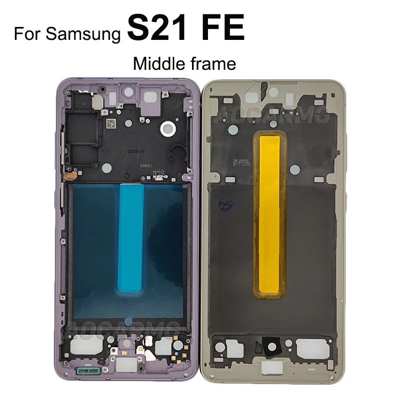 Aocarmo For Samsung Galaxy S21 FE s21fe Middle Frame Bracket Bezel With Side Keys Buttoms Replacement Part