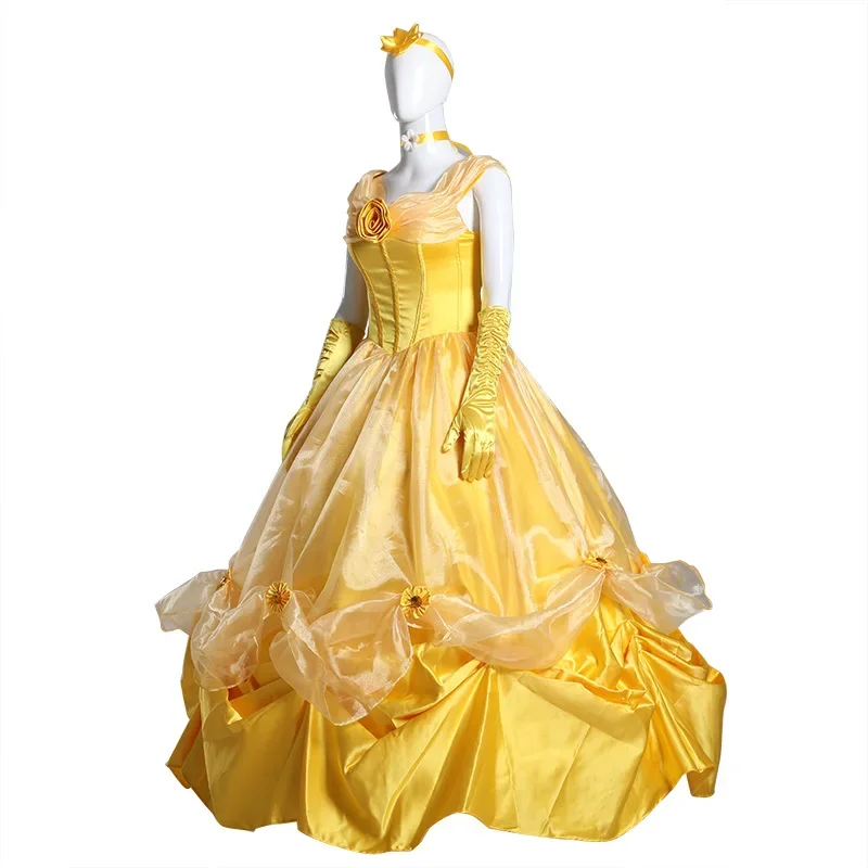 Ladies Princess Dress Halloween Carnival Party Dress Cosplay Costumes Beauty and Beast Belle Women's Princess Dress Gifts