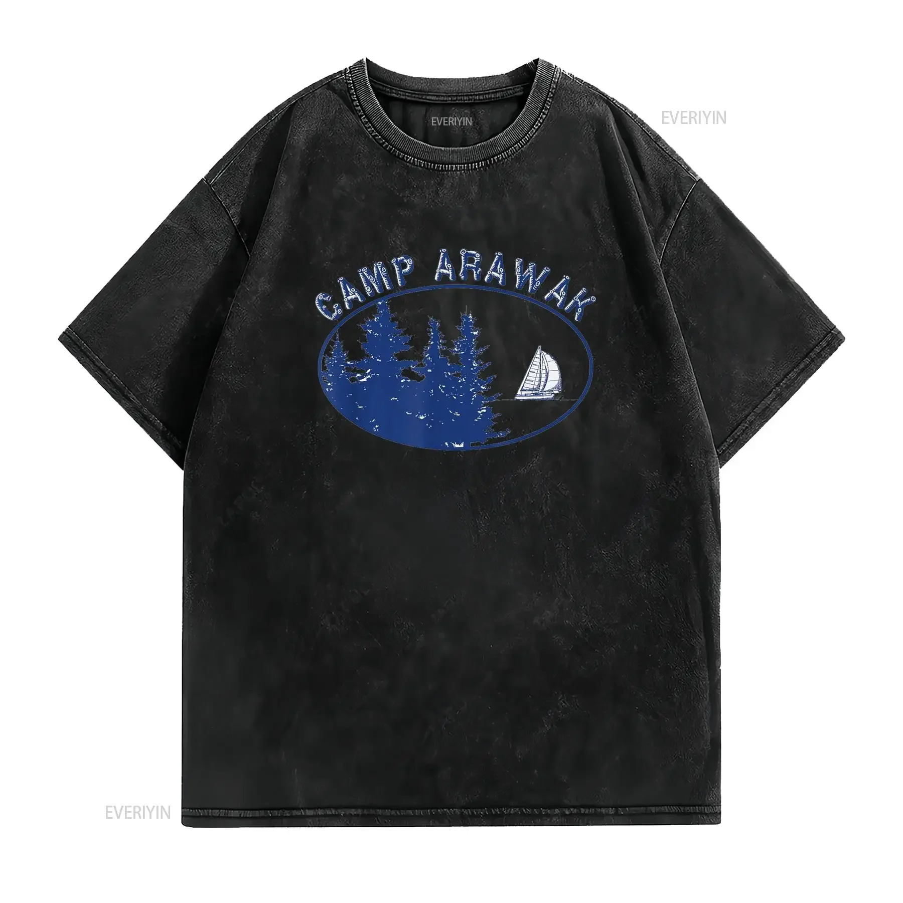 Camp Arawak T Shirt Retro Summer vintage Washed homme Soft Casual Unisex designer clothes fashion Versatile Slightly streetwear