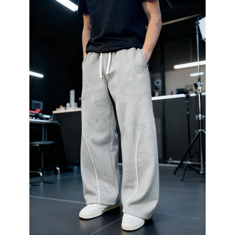 2026 Summer Men's Black Grey Color Block Sweatpants Quick Dry Breathable Signature Print Joggers Casual Streetwear Kids Pants