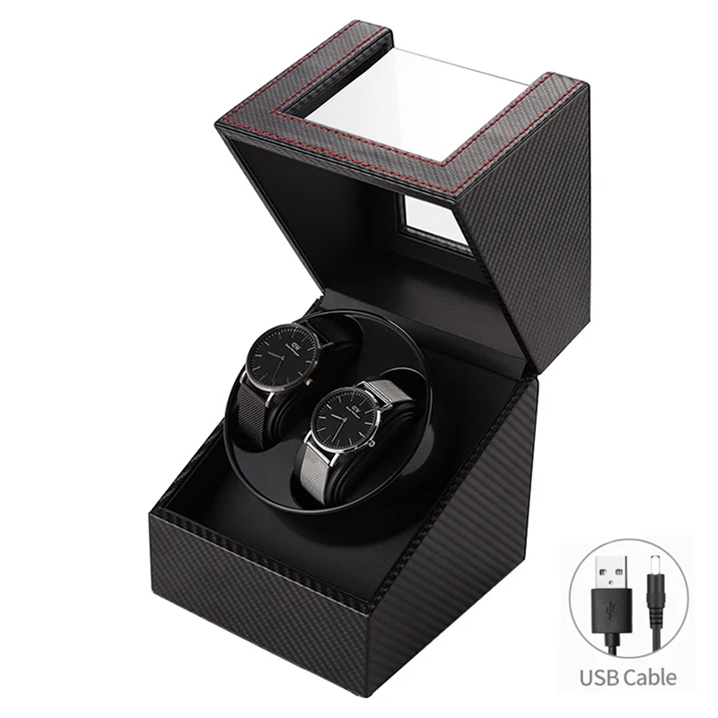 New  Upgraded Double Watch Winder for Automatic Watches Watch Box Usb Cable 1-0  / 2-0 PU Leather