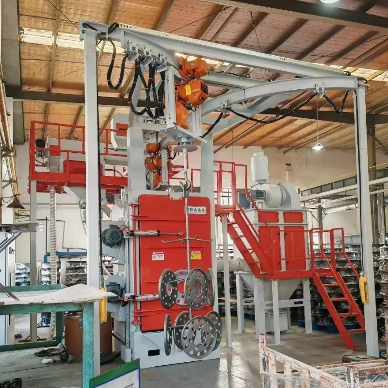 Industrial Hook Type Frame Rotating High Efficiency Surface Cleaning Shot Blasting Machine for Large Batch Production Customized