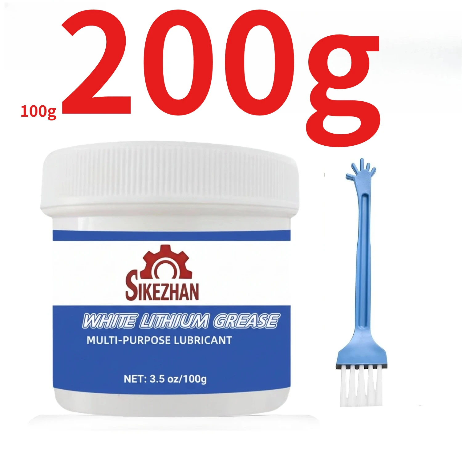 White Lithium Grease with Brush, Multi-Purpose Lubricant for Metal, Garage Doors, Automotive, Marine & Industrial 3D Printer