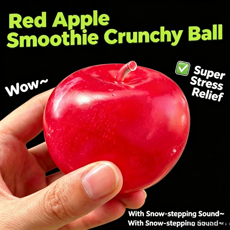 Red Apple Slushie Crunchy Stress Ball Squishy Toy Soft Moldable Non-Bounce Sensory Fidget Toy Medium Grip Strength Training Gift