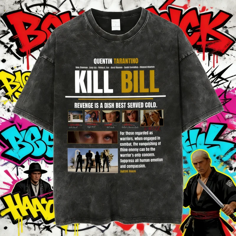 2025famous-director-quentin-tarantino-movie-kill-bill-vintage-washed-t-shirts-men-women-100-pure-cotton-printed-leisure-t-shirt