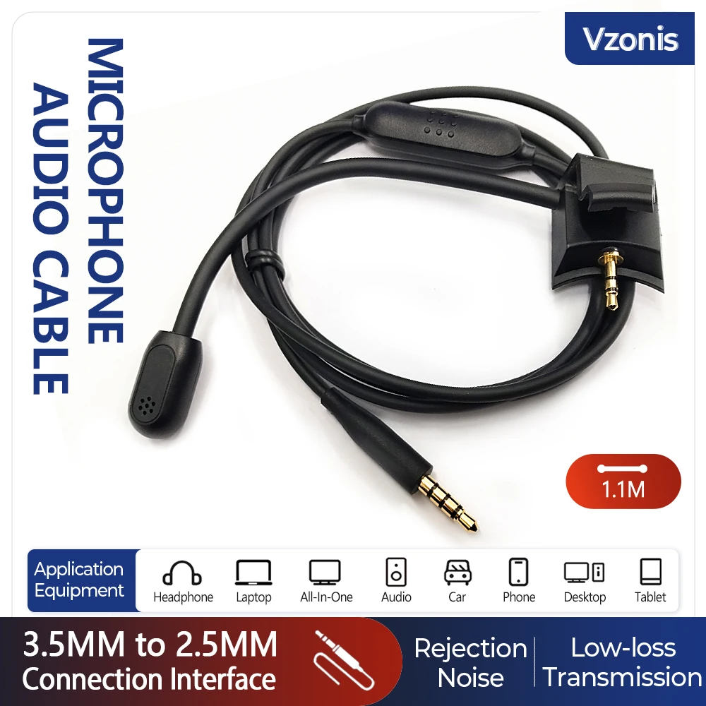 

3.5MM to 2.5MM Gaming Headset Microphone Wire Detachable Noise-reducing E-sports Microphone Wire for BOSE QC35 BOSE QC35 II
