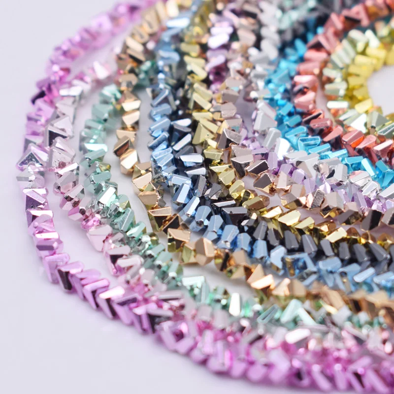 New Gold Color Silver Color Triangle Crystal Beads 4mm 130pcs Crystal Glass Loose Spacer Beads For Jewelry Making DIY