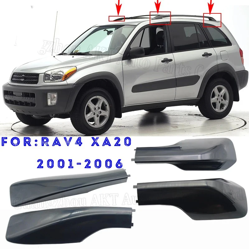 

Black 4pcs Roof Rack Bar Rail End Cap Case Replacement For TOYOTA RAV4 2001 2002 2003 2004 2005 Car Accseeories