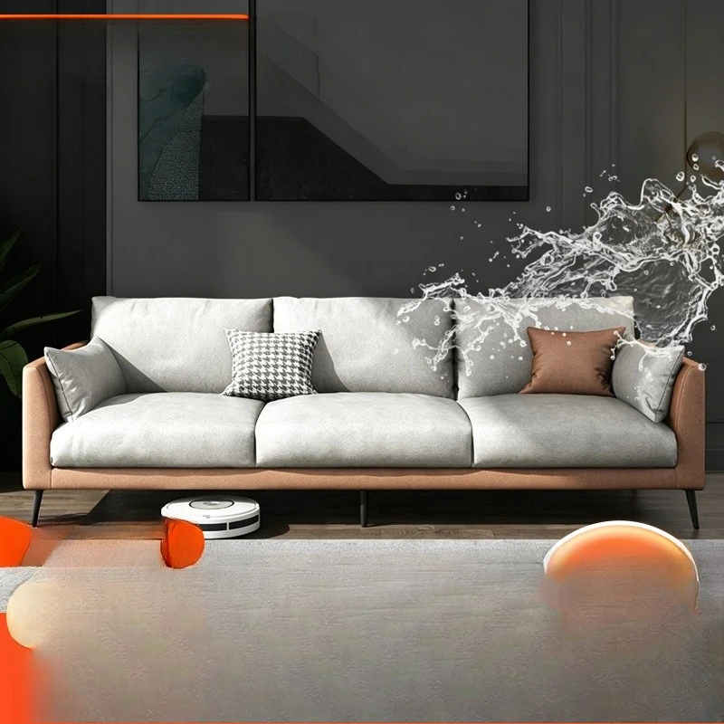 Italian minimalist technology cloth sofa small apartment living room Nordic style simple light luxury double triple fabric sofa