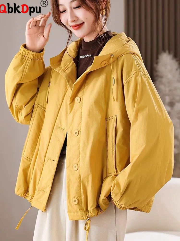 

Winter Warm Loose Thicken Outerwears Women Casual Single Breasted Down Cotton Jackets Tops Korean Fashion Long Sleeve Chaquetas