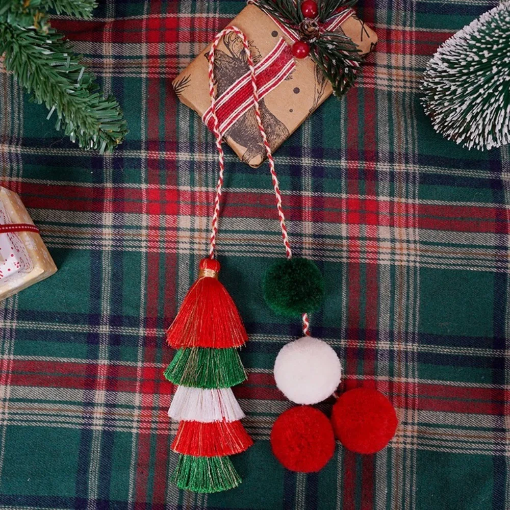 Bohemian 5 Layered Tassel Pendant Cute Christmas Braid Rope Bag Charms Hndmade DIY Weave Rope Ethnic Style Key Chain Couple