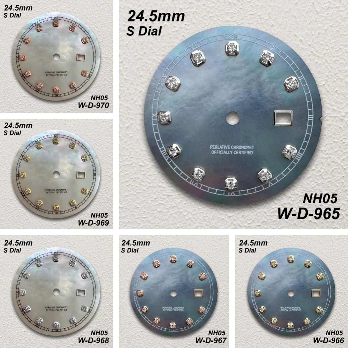 

24.5mm S Logo Fritillaria Dial Fit NH05 Japanese Movement Diamond Quality White/Grey Watch Modification Accessories