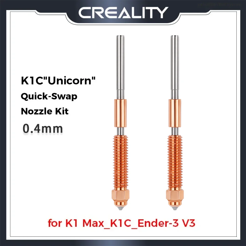 Creality K1 Max_K1C_Ender-3 V3 Unicorn Quick-Swap Nozzle Kit 0.4mm 2pcs Swift Installation High-Flow Printing 3d Printer Parts