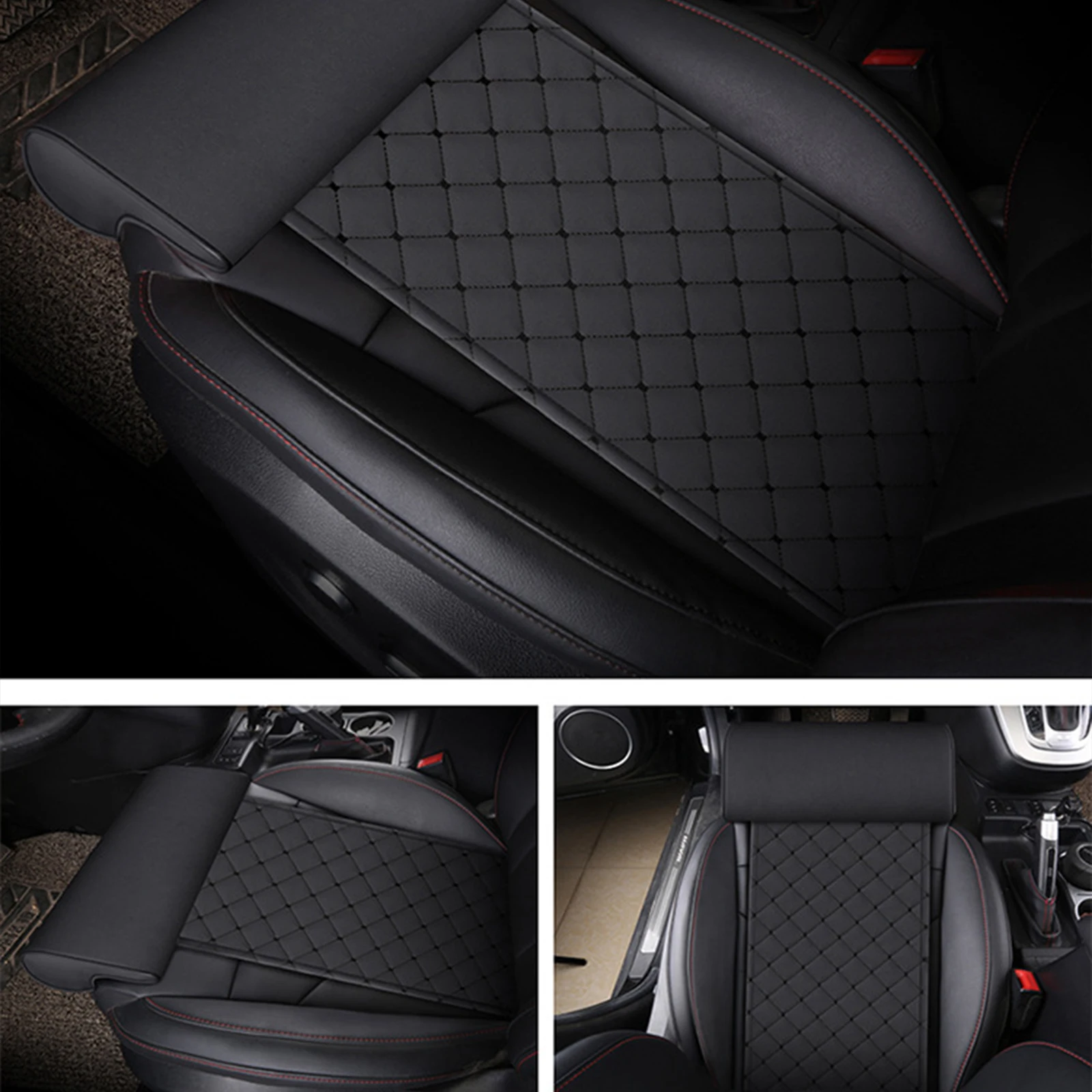 Leather Car Seat Extender Cushion Leg Support Pillow Memory Foam Knee Pad Long-Distance Driving Office Home Driver Protector Mat