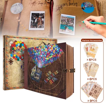 수제 DIY 사진 앨범 스크랩북 어드벤처 북, 여행 레트로 기념일, 결혼 하객 메모리, 어버이날 선물, 60 페이지 