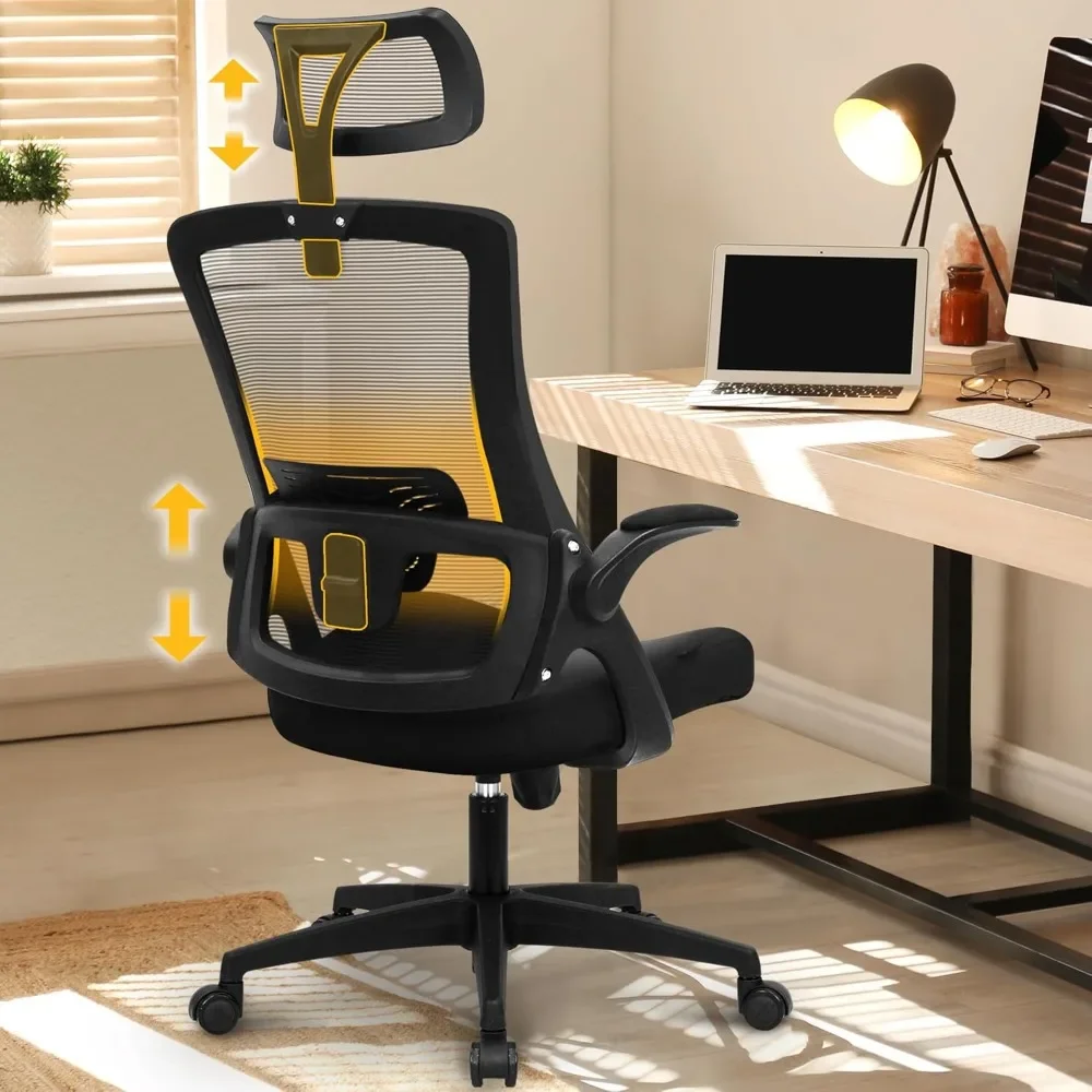 

Ergonomic Office Desk Chair High Back Computer Gaming Mesh Chair with Comfy Task Adjustable Arms Lumbar Support Headrest