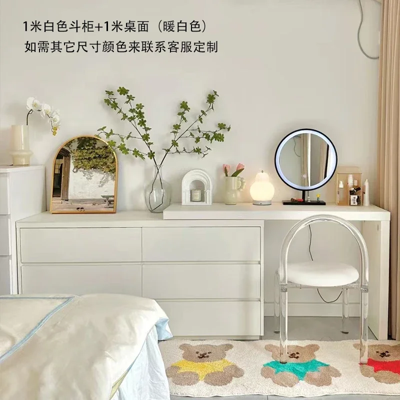 Dressing Table Simple Modern Telescopic Bucket Cabinet Integrated Makeup Table Solid Wood Small Unit Corner Storage Italian Styl