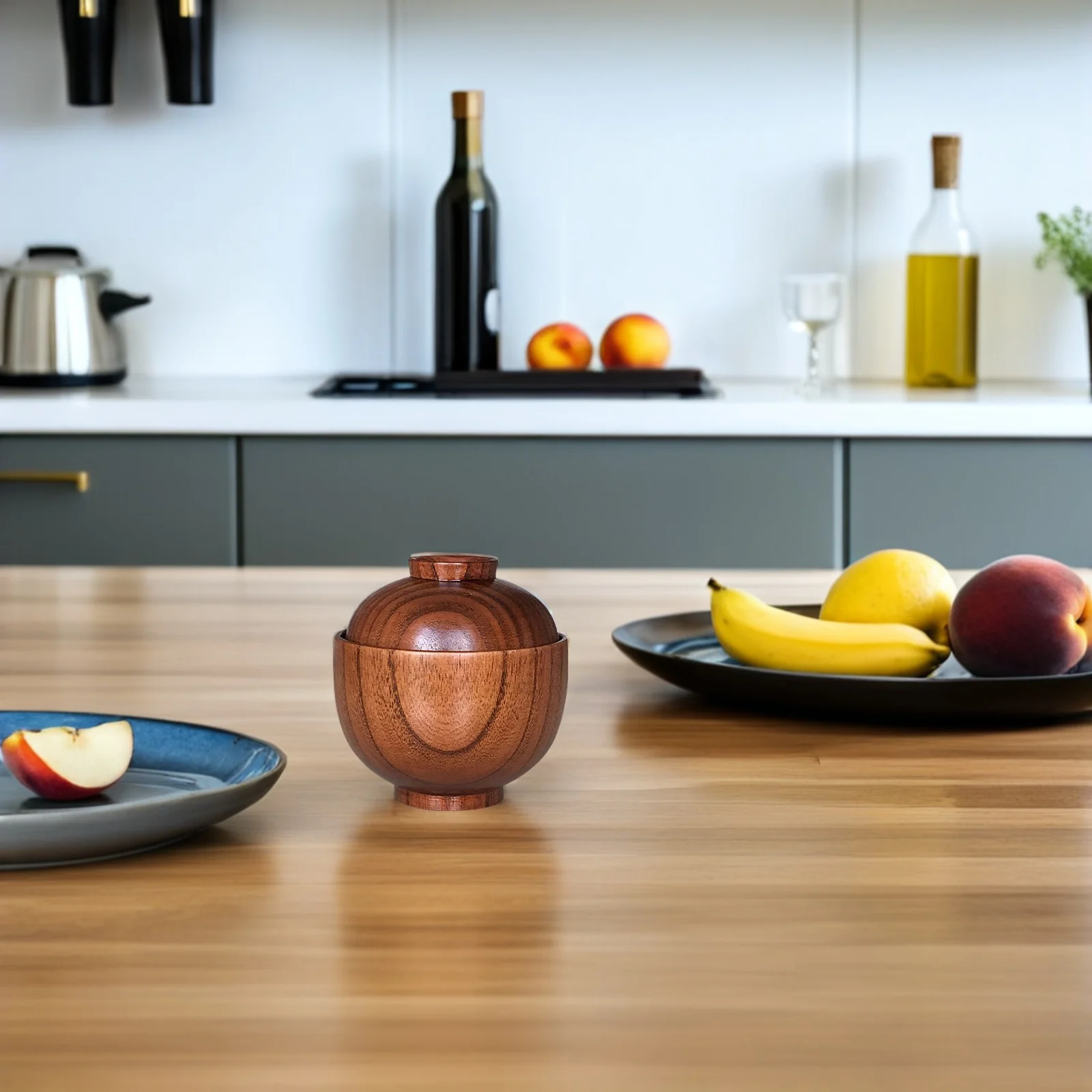

Wooden Bowl with Lid Small Wood Food Serving Bowl Soup Salad Rice Snacks Household Sturdy Tableware Wooden Bowls