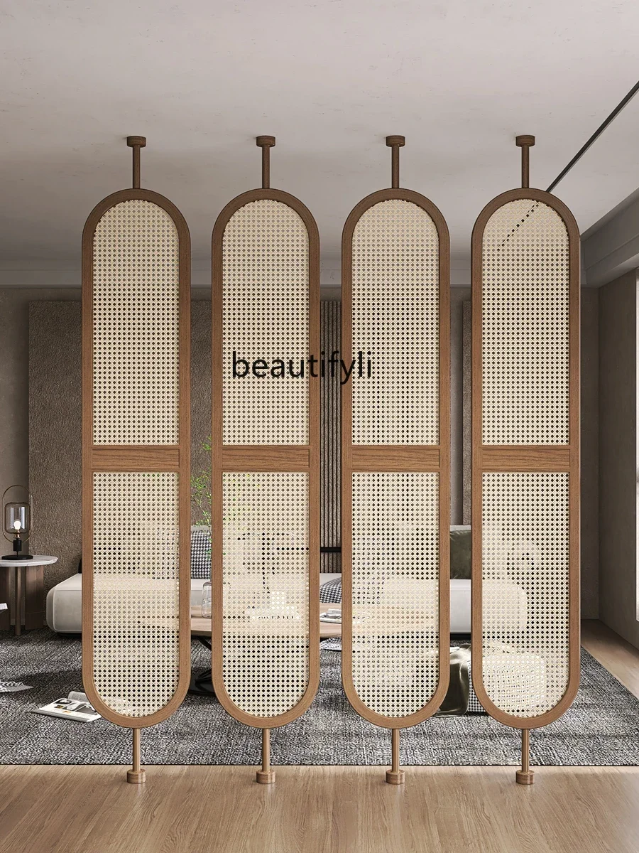 Rattan screen partition living room new Chinese style hotel rotating entrance front door porch screen