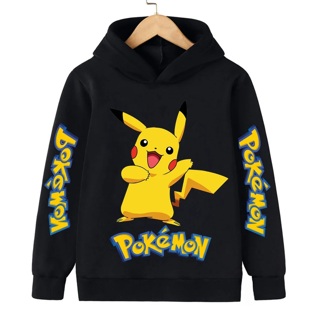 الخريف أنيمي بيكاتشو جيب وحوش الفتيان والفتيات الكرتون المطبوعة عارضة محبوك مقنعين ملابس رياضية الطفل ملابس الأطفال #2