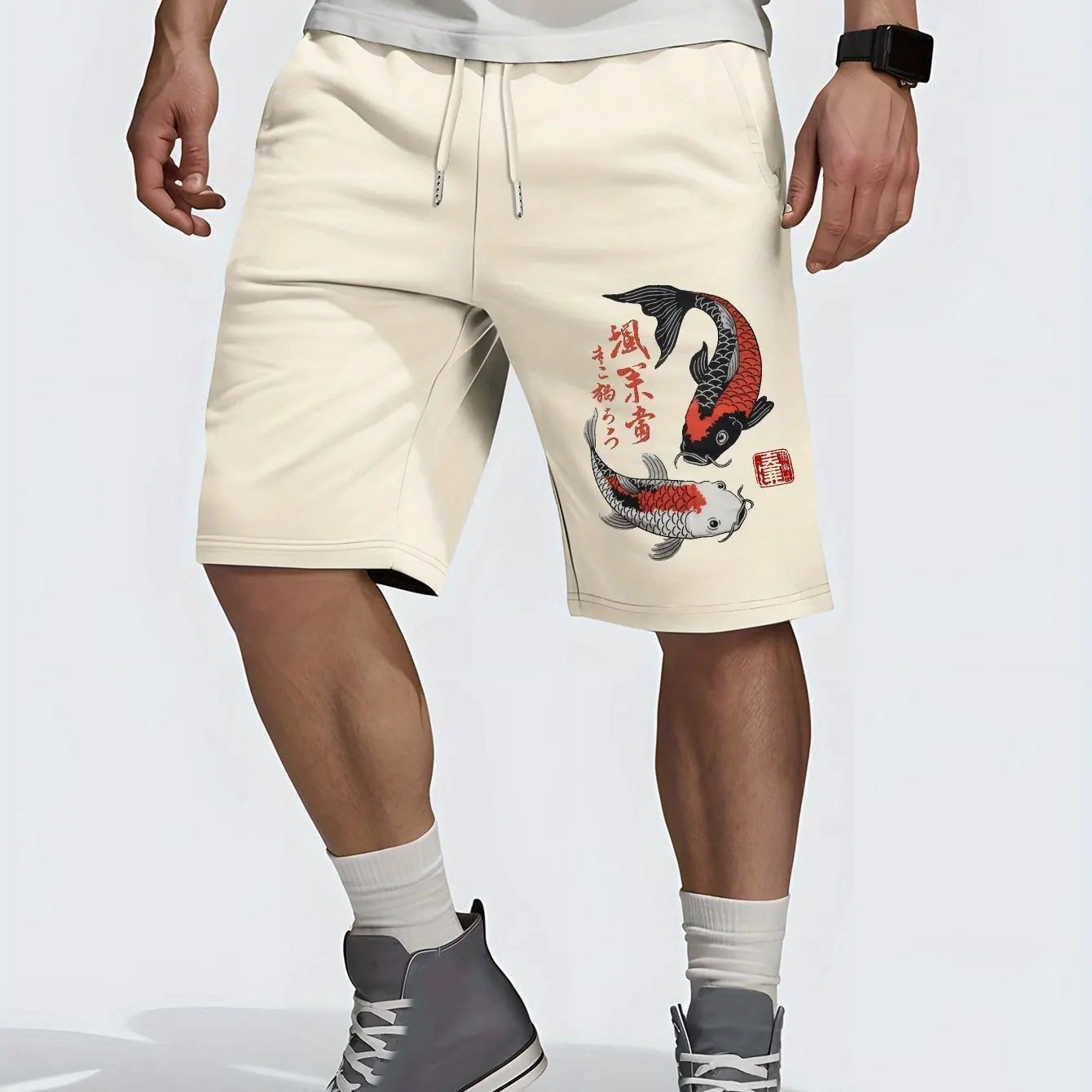 

Men's Casual Solid Color Shorts with Drawstring Waistband Design, Perfect for Summer Beach Vacations