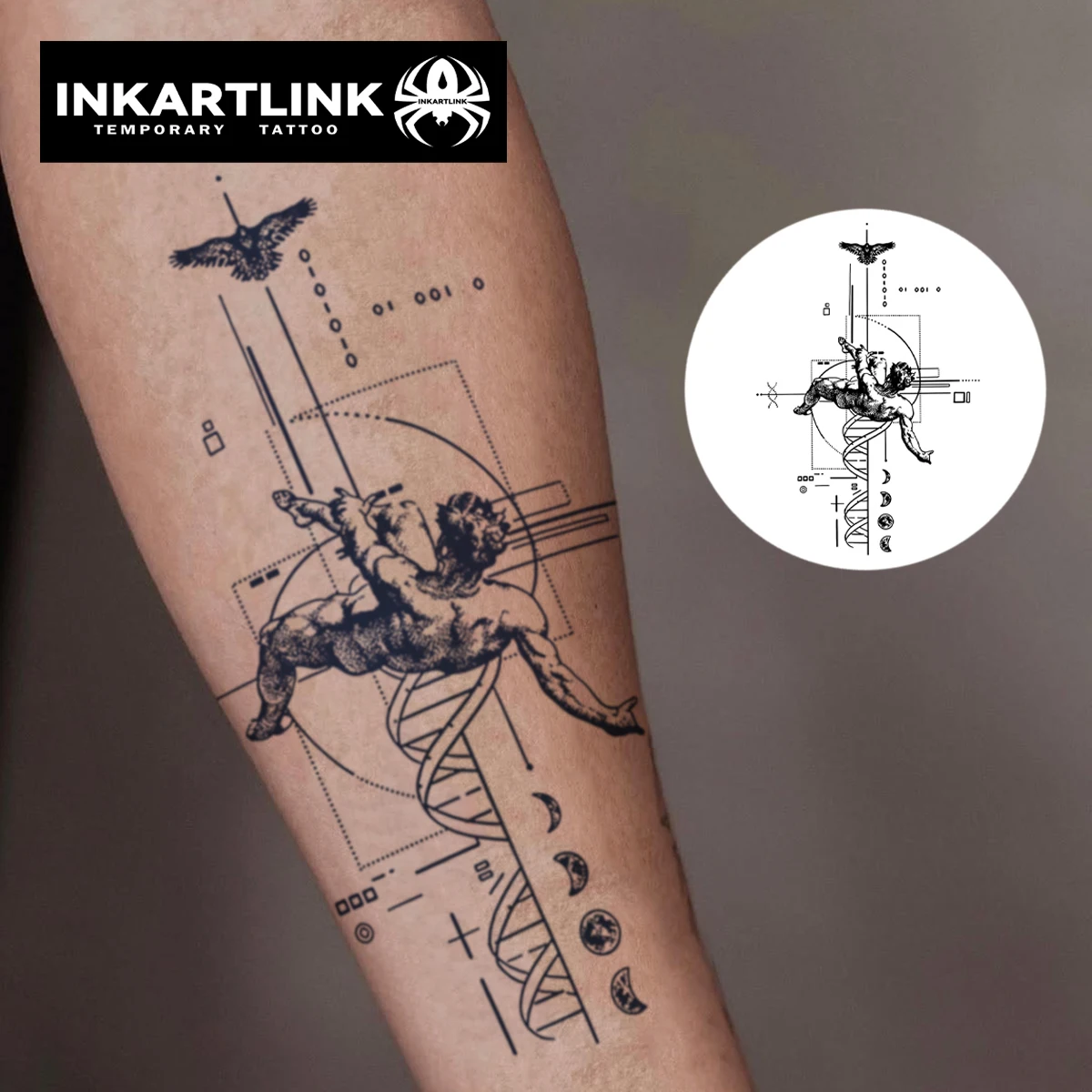 Fallen Angel temporary tattoo sticker, waterproof magic tattoo, lasts to 15 days fake tattoo, semi permanent tattoo