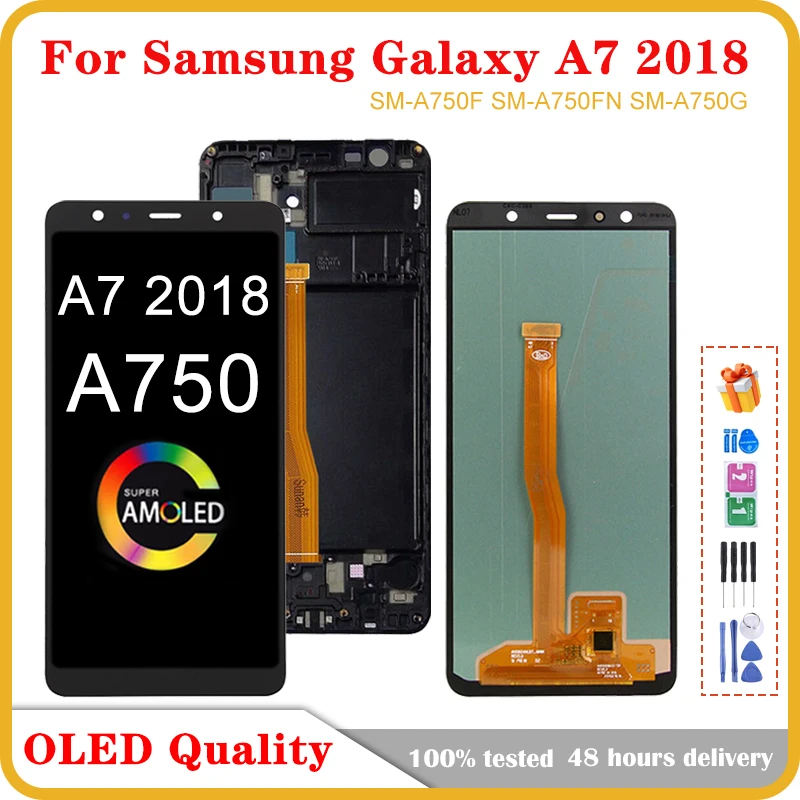 

6.0'' OLED For Samsung Galaxy A7 2018 A750 A750F LCD Display Touch Screen Digitizer Assembly For Samsung A750 LCD Replacement