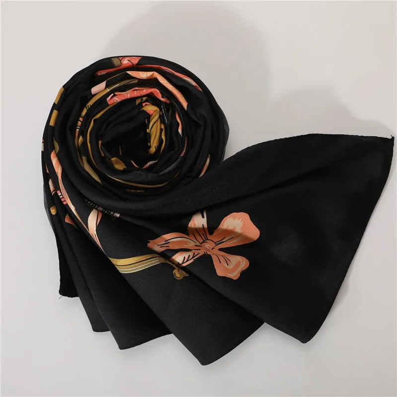 130CM 100% Twill Silk Scarf Women Dance Girl Square Scarves Large Bandana Luxury Kerchief Hijab Scarf Female Head Scarf Foulard