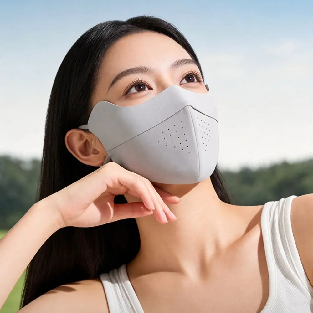Elastic Summer Ice Silk Mask Breathable Thin Face Cover Sunscreen Veil UV Protection Face Gini Mask Women/Girls
