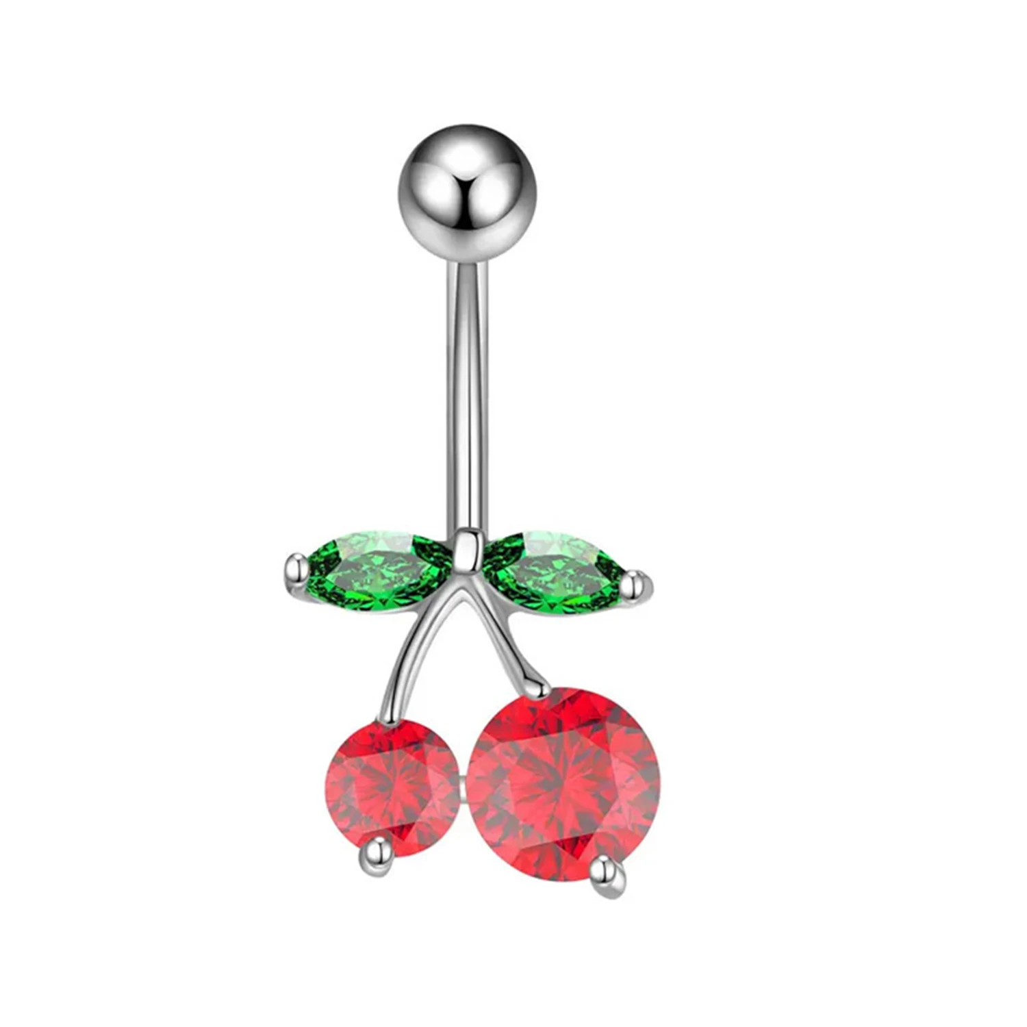 New Cherry Strawberry Flower Belly Button Rings Dangle Navel Barbell Piercing for Women Christmas Gifts