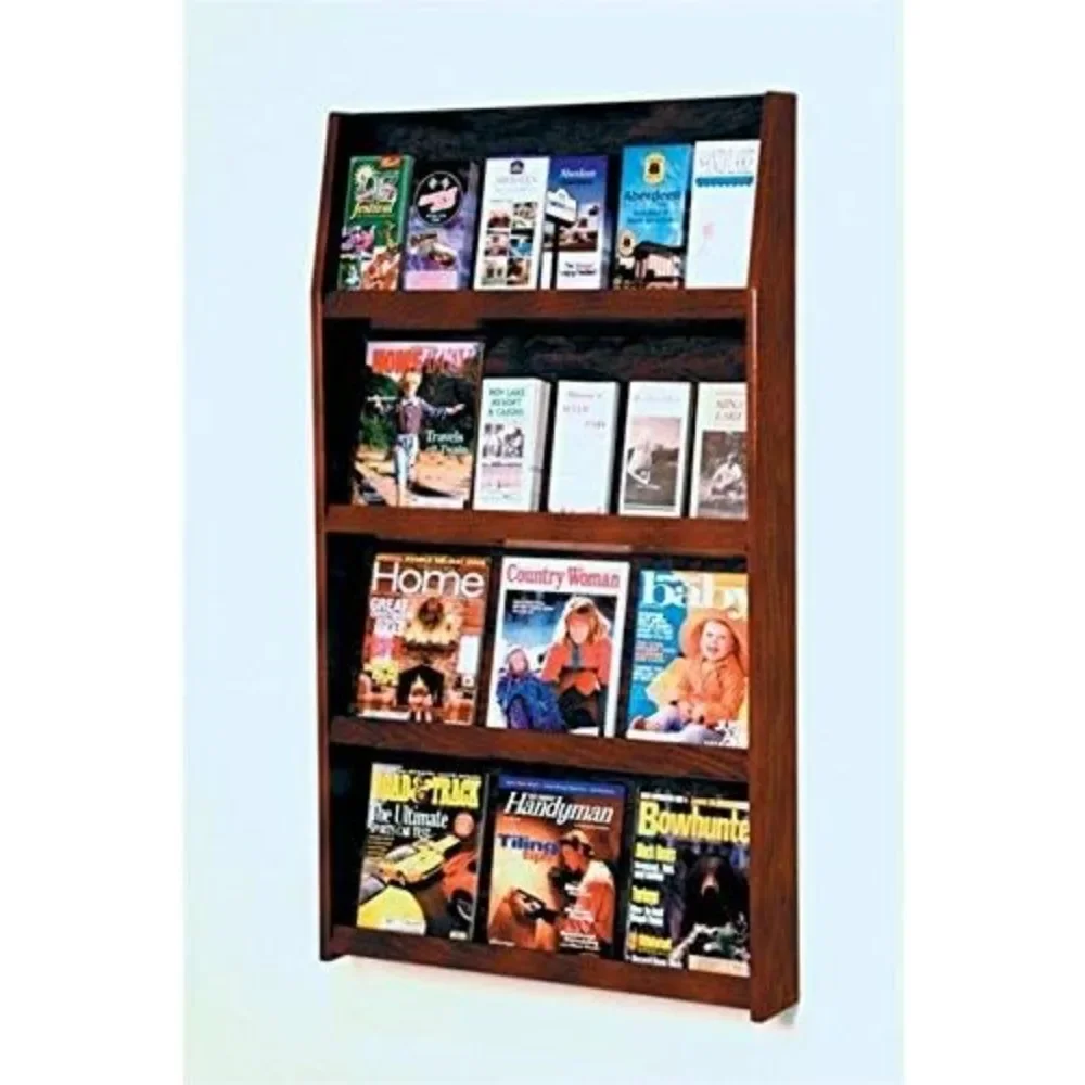 XMSJ Display Stands,Wooden Mallet 24-Pocket Slope Literature Display, Mahogany,book Shelves