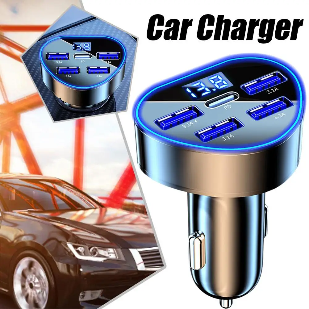 5 Port PD QC3.0 USB Fast Charging Car Charger Type Models 12-24 Car Socket Cigarette V C Lighter Various With Adapter Compa B6F5