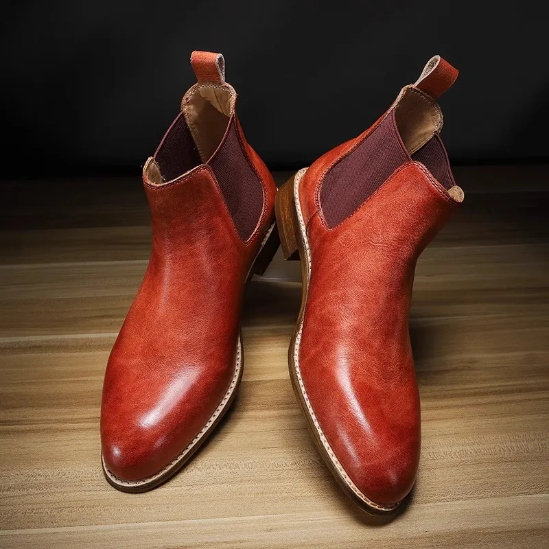 Hardmade Men Chelsea Boots Premium Cowhide Vintage Outdoor Work Shoes British Luxury Motorcycle Boots Hiking Desert Boots - Image 4
